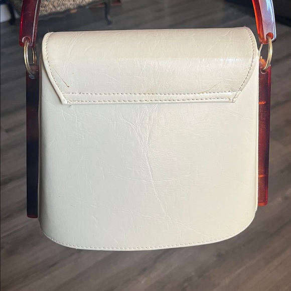 Vintage Cream Handbag with Tortoise Handle - Picture 3 of 10